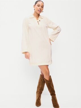 Old Navy Long Sleeve Popover Jean Midi Dress